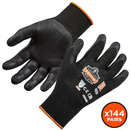 Ergodyne Nitrile Coated Gloves, Black, 2XL 144 PK 17856